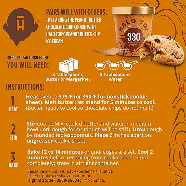 HALO TOP PEANUT BUTTER CHOCOLATE CHIP LIGHT COOKIE MIX, 12.6 OZ