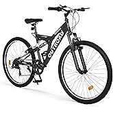Max4out 26 inch Mountain Bike Dual Full Suspension, Outdoor Hybrid Bikes,7-Speed/High-Carbon Steel, for Men Women Adult, MTB Bicycle with Suspension Fork