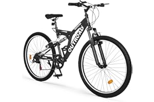 Max4out 26 inch Mountain Bike, Outdoor Hybrid Bikes,7-Speed/High-Carbon Steel/Dual Full Suspension, for Men Women Adult, MTB Bicycle with Suspension Fork,Sleek Colors