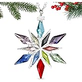 LOULIQIGIFT 2025 Christmas Ornaments Crystal Snowflake Ornament for Christmas Tree Hanging Pendant Crystal Sun Catcher Home Decor