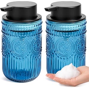 Refillable Foam Soap Dispenser Set of 2, Foaming Hand Soap Dispenser | Glass Foaming Soap Dispenser for Bathroom,Kitchen, Mod