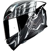 HAX Onix Full Face Motorcycle Helmets for Men Motorbike Helmets with Pinlock Ready DOT Approved Comfortable Fit Matte Black Silver L