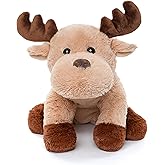 WEIGEDU Adorable Caribou Furry Reindeer Elk Moose Stuffed Animals Plush Toy for Kids Babies Boys Birthday Bedtime Decor, 13" Super Soft Brown