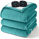 Bedsure Electric Blanket Queen Size - Dual Control Heated Blanket Queen, Fast Heating with 10 Time Settings & 10 Heat Settings, Warm Gifts for Women Grandma (84x90 inches, Teal)