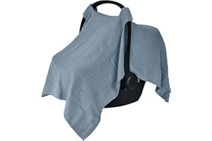 Huxie Car Seat Cover Baby - Organic Cotton - Carseat Covers Baby - Carseat Cover - Car Seat Canopy - Carseat Canopy - 100% Muslin Cotton, 43" x 32" (Tradewinds)