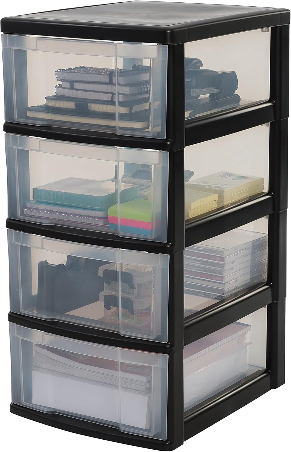 Iris Ohyama Europe Storage 4 Black Wheels Tower Unit Four