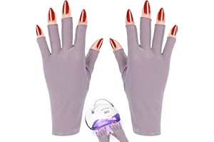 RAYOCON Uv-Gloves-for-Nail Lamp,UPF50+ UV Protection Gloves for Manicures,Fingerless Gloves for Protecting Hands from Nails UV Light(Bean Paste)