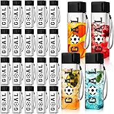 24 Pcs Soccer Water Bottles Bulk 17 oz Plastic Reusable Soccer Birthday Party Cups with Lids Clear Black Goal Sports Drinking Tumbler Team Gifts for Birthday Fans Friends Party Favors Supplies
