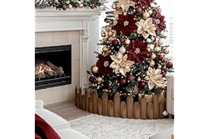 CIAMORE Christmas Tree Edging, Wooden Edgings for Christmas Tree gate, Edging Border Mini Christmas Tree Edging Barrier, Home Garden Christmas Tree Edging Edge, 7.8” x 4ft (2 Pack)