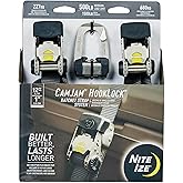 Nite Ize CamJam HookLock Ratchet Strap System - Adjustable, Heavy-Duty Tie Down Straps - Cargo Attachment with Spring-Actuated Hooks - Includes Ratchets, Hooks, Webbing &amp; Storage - Small (2 Pack)
