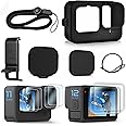 FitStill Black Silicone Sleeve Case for Go Pro Hero 12/Hero 11/Hero 10/Hero 9 Black,Battery Side Cover&Screen Protectors& Len