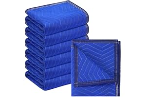 Aliceset 6 Pack Moving Blankets 40" x 72" Double Padded Heavy Duty Packing Blankets for Moving Shipping Supplies Protect Furniture Professional Quilted Furniture Shipping Pad(Royal Blue)