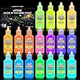 ARTME Glow in The Dark Paint, 18 Bright Colors 22ml/0.75oz Blacklight Paint Set, Neon Craft Paint, Glow Fluorescent Acrylic Paints Perfect for DIY projects, Halloween and Christmas Decorations