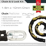 Burg-Wächter 1.5M Sold Secure Gold Bike Chain and Lock Kit, Black view 3