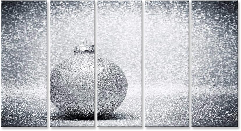 Decorazioni Natalizie Su Vetro.Quadri Moderni Sfere Di Vetro Di Natale Decorazione Su Sfondo Glitter Argento Christmas Card Stampa Su Tela Quadro X Poltrone Salotto Cucina Mobili Ufficio Casa Fotografica Formato Xxl Duw Amazon It