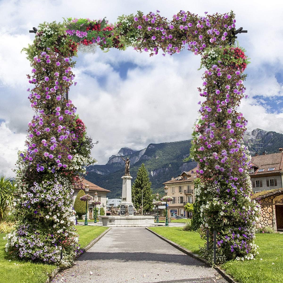 Multifunction Durable Solid Steel Construction Sturdy Square-section Metal Perfect For Climbing Plants Pergola Archway Garden Wedding Rose Arch Powder Coated in Black Polyester Epoxy Coating