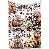 Huglanket Beaver Gifts, Beaver Blanket for Women, Girls, Beaver Lovers, Canadians, Throw Blanket 50x65 Inche