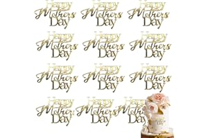 12 Pcs Happy Mother's Day Cake Toppers Acrylic Mirror Gold Cupcake Topper Side Cake Decorations for Mother's Day Mom Birthday