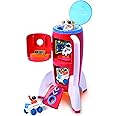 ASTRO VENTURE Spaceship Rocket Toy Playset with 2 Astronauts and Rover Vehicle - Lights and Sound, Carrying Handle Play and Explore Space