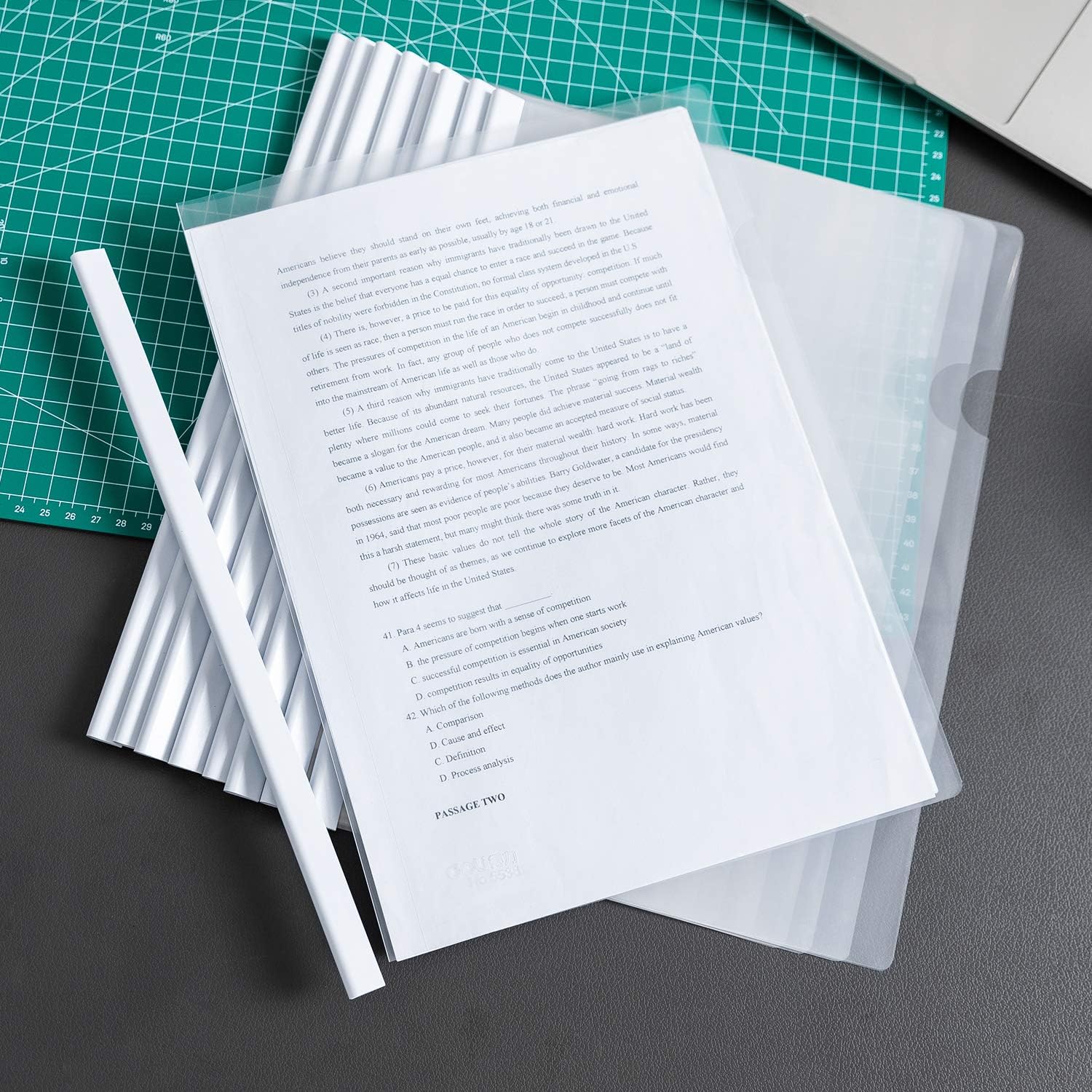 Deli 10 Pack Sliding Bar Clear Report Covers, Transparent Resume Presentation File Folders Organizer Binder for A4 Size Paper, White : Office Products