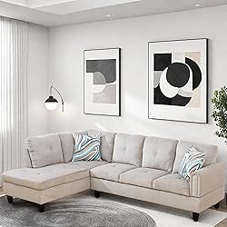 GlasFlength L Shaped Couch, Modular Sectional Sofa