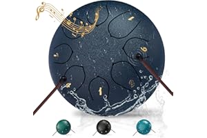 ZCONIEY Rain Drum For Outside Garden - Steel Tongue Drum Ideal For Christmas Gift Present, 6 Inches 8 Notes Yoga Zen Musical Percussion Chakra Tank Drum, Hand Drum Indoor Outdoor Soothing Chimes (Navy Blue)