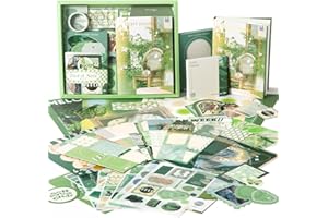 Auguro Aesthetic Scrapbook kit A6 Grid Notebook Stationery Junk Journal Kit Scrapbooking Supplies Craft DIY Gift for Adult Teen Girl Bullet Journal kit