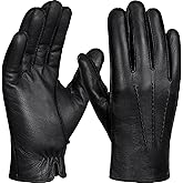 GSG Men Genuine Leather Gloves Driving Gloves Warm Fur Lined Classic Dress Sheepskin Gloves Hand-stitched