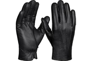 GSG SINCE 1998 GSG Men Genuine Leather Gloves Driving Gloves Warm Fur Lined Classic Dress Sheepskin Gloves Hand-stitched
