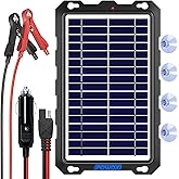 POWOXI Upgraded 7.5W-Solar-Battery-Trickle-Charger-Maintainer-12V Portable Waterproof Solar Panel Trickle Charging Kit for Car, Automotive, Motorcycle, Boat, Marine, RV,Trailer, Snowmobile, etc.