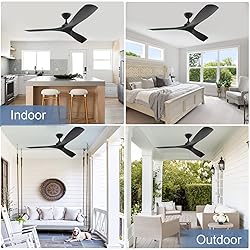 DIGLED 60 Inch Ceiling Fan No Light, Walnut Rustic