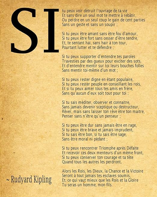 Amazon Com Wallbuddy Si Par Rudyard Kipling Poeme En Francais 8 3 X 11 7 Vintage Posters Prints
