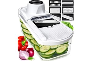 Fullstar Mandoline Slicer for Kitchen, Potato Slicer, Vegetable Slicer, Mandoline Food Slicer, Onion Slicer, Veggie Slicer, Fruit Slicer, Kitchen Mandoline Slicer (7 in 1, White)