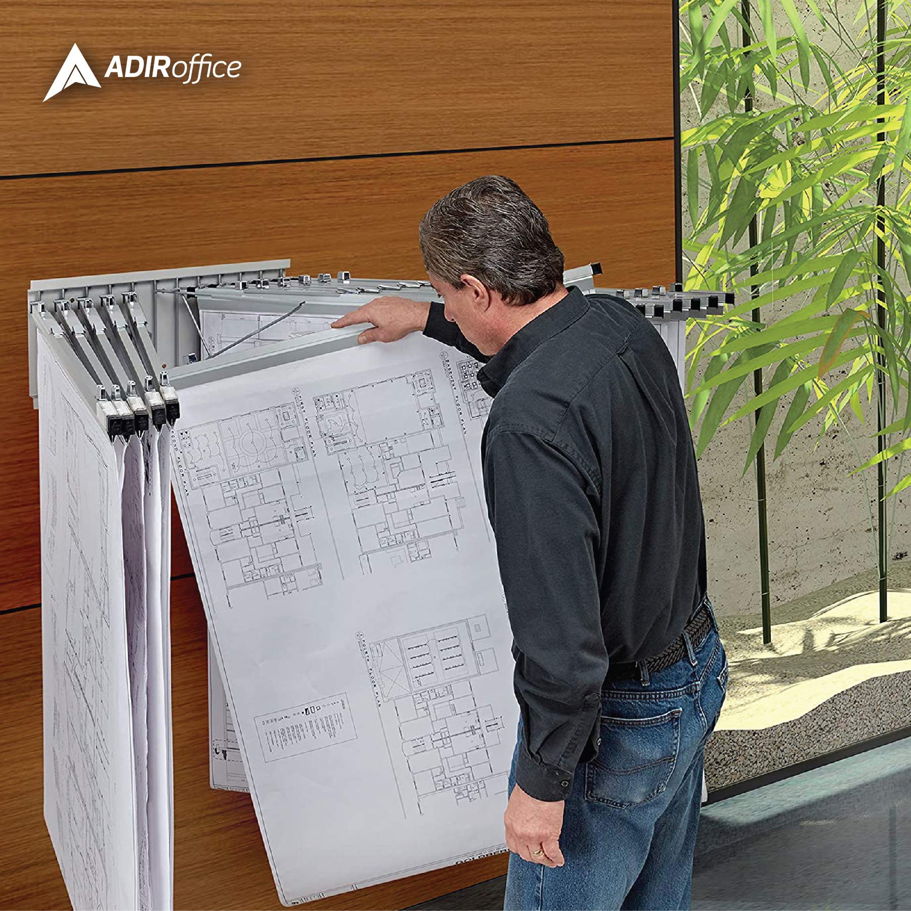 Adir Wall Mount Blueprint Storage Rack, Poster Wall Mount Display, Map