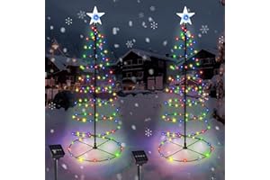BSTGE Outdoor Christmas Decorations, 2 Pack 29'' Spiral Solar Christmas Tree Lights, 8 Modes Solar Pathway Lights, Waterpoof Light up Prelit Xmas Tree for Garden Patio Yard Walkway Driveway（multicolor）