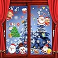 187PCS Christmas Decorations Snowflake Window Clings for Glass Indoor Christmas Stickers Decor Holiday Snowflake Santa Claus 