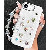 Toycamp for iPhone 16e Case for Women Girls - Cute Girly Kawaii Color 3D Diamond Design with Charm Butterfly Wrist Chain Phone Cover Aesthetic Pretty Unique Teens for iPhone 16 e Cases 6.1 Inch
