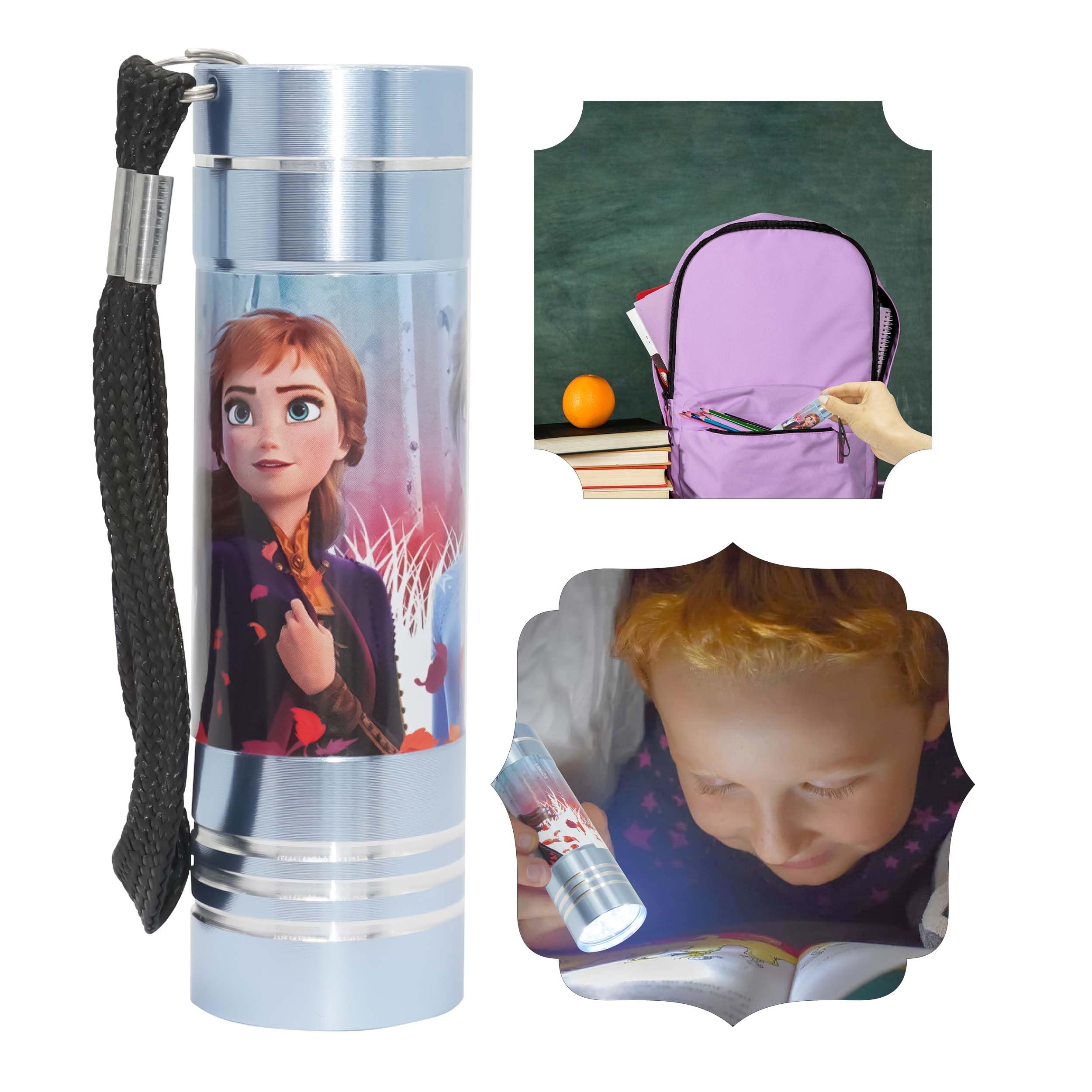 SRV Hub - Kids Aluminum 9 LED Torch with Colours Featuring TV Characters for Girls 3+ Years - Frozen (Light Blue)