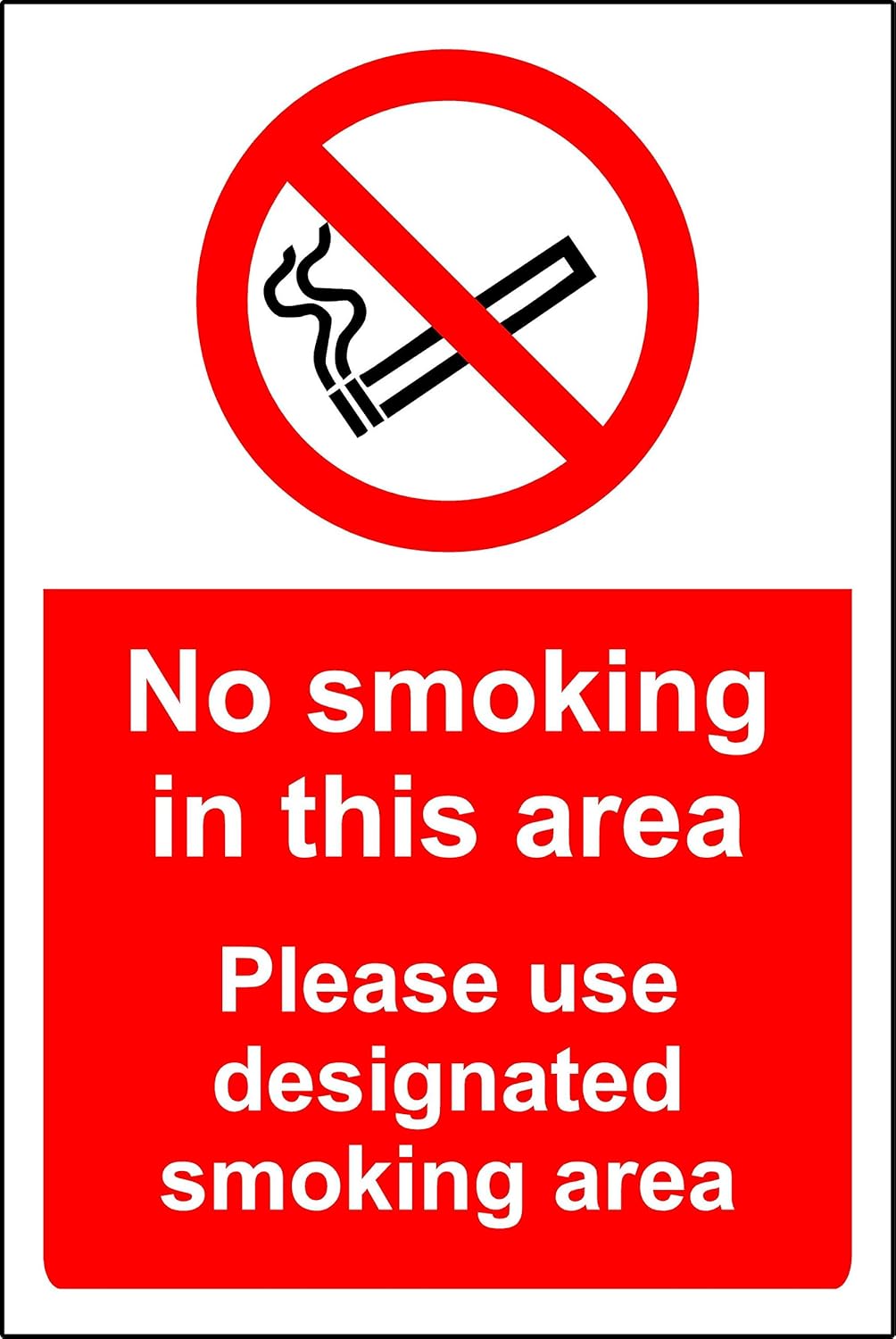 No Smoking in this area. Please use designated smoking area sign Self