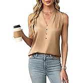 Blooming Jelly Women's Dressy Tank Tops Summer Sleeveless Work Blouses Silk Satin V Neck Shirts Business Casual Outfits