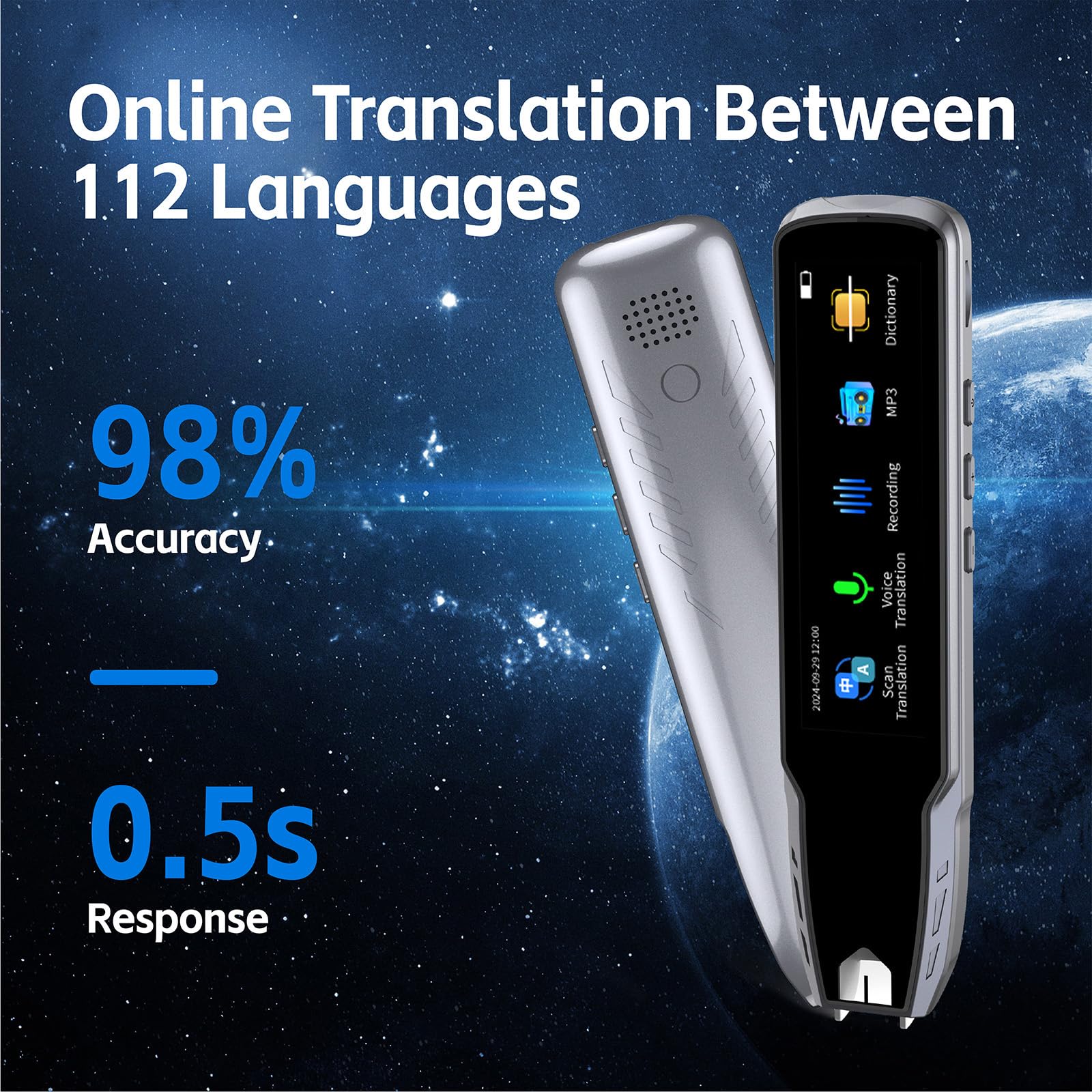 Translator Pen & Scan Reader Pen for Dyslexia,Language Learners & Learning Difficulties,Translation Pen for 112 Languages (Silver and Black)