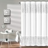 Lush Decor Shimmer Sequins Shower Curtain Single 70" W x 72" L Silver - Sequin Shower Curtains for Bathroom - Modern Glam Bathroom Curtains