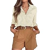 hearain Super Soft Striped Button Down Shirts for Women Dress Shirts Long Sleeve Casual Collared Work Shirt with Pocket