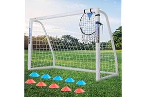HOKICYOS Soccer Goal for Backyard 10×6.5, 8×6 and 6×4 FT Soccer Goals Weatherproof and Portable HPVC Soccer Goal with Soccer Target Net and Carry Bag for Kids and Adults Outdoor's Practice Training