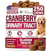 Dog UTI Treatment - 250 Chews - Cranberry Supplement for Dogs Multivitamin | Urinary Tract Infection, Kidney Support &amp; Bladder Health Chews - Advanced Multivitamin Supplement with D-Mannose - All Breeds