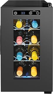 MEDION Weintemperierschrank 21 Liter, Weinkühlschrank für 8 Flaschen, Temperaturbereich 7-18° C, Touch Bedienung, vespiegelte Glastür, freistehend, leise, 3 verchromte Einlegeböden, MD 37430