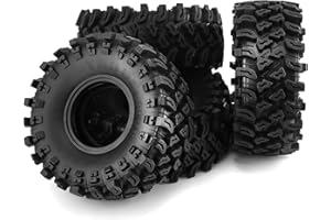 Chanmoo 2.2 RC Crawler Tires 1/10 RC Rubber Slingers Grappler Mud Wheels Tyres For 1:10 Scale Rock Crawler Car Axial SCX10 90047 D90 TF2 Tamiya CC01 Traxxas TRX4 2.2in Beadlock Rims 4PCS
