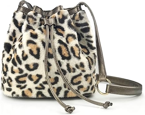 leopard fur shoulder bag