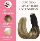 GOO GOO Tape in Hair Extensions 14inch 100g 40pcs Real Remy Seamless Straight view 2