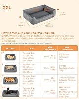 Feandrea XXL Linen Look Dog Bed with Raised Edges 120 x 90 cm Grey view 7